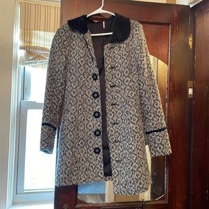 Free people coat black and white size small
